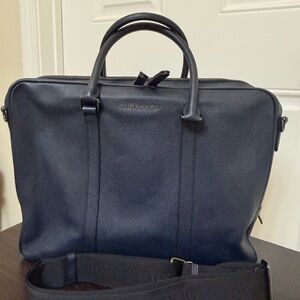 Burberry London Leather Briefcase - Navy Blue (Needs Interior Repair)